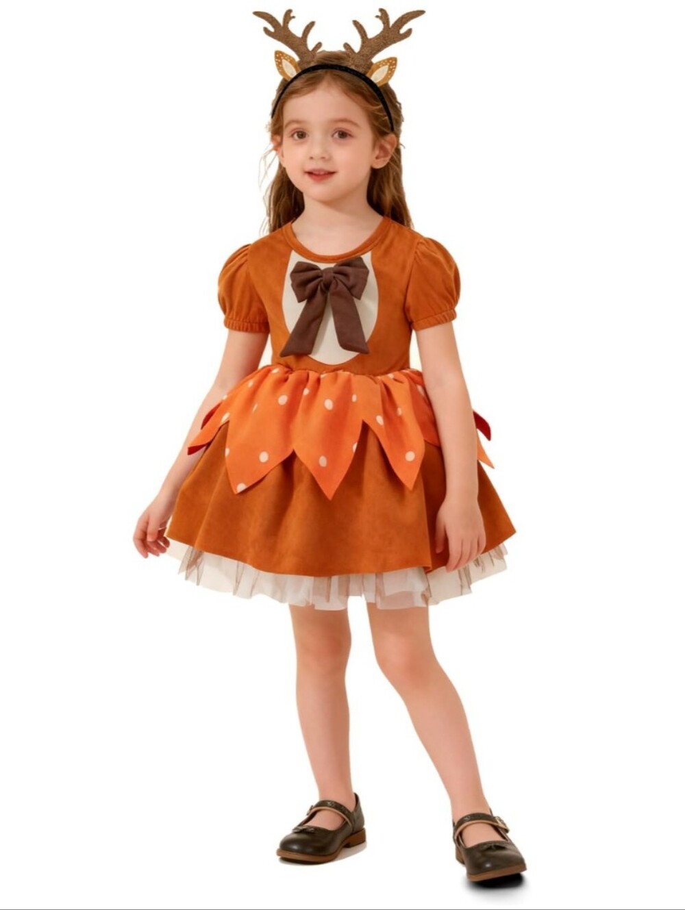 3/$14 WonderPapa Girls Christmas Reindeer Dress Party With Deer Ear Hair Band